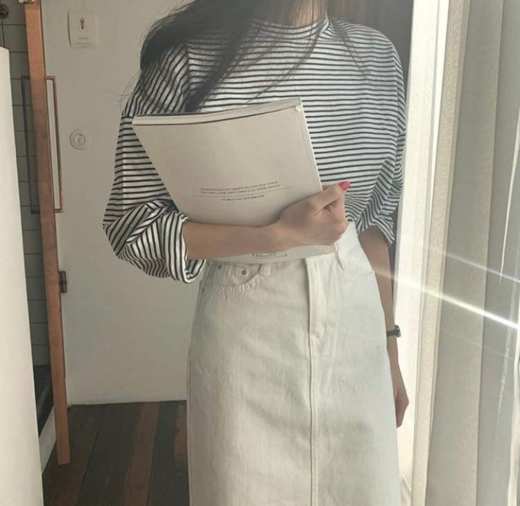 White denim mini skirt