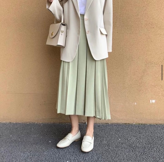 Light green pleated skirt
