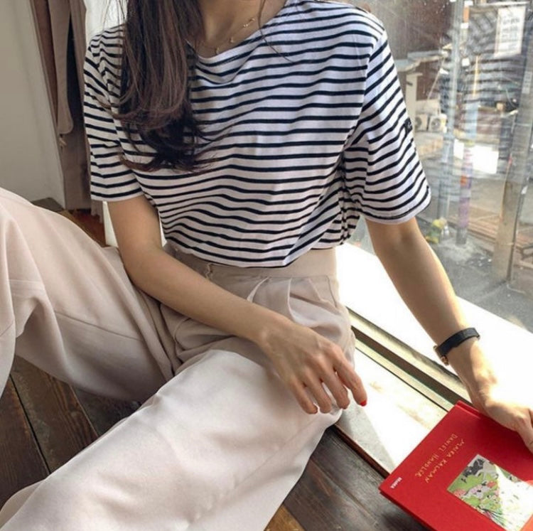 Black and white striped top