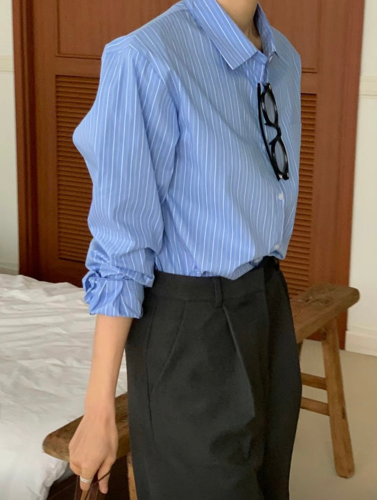 blue striped shirt