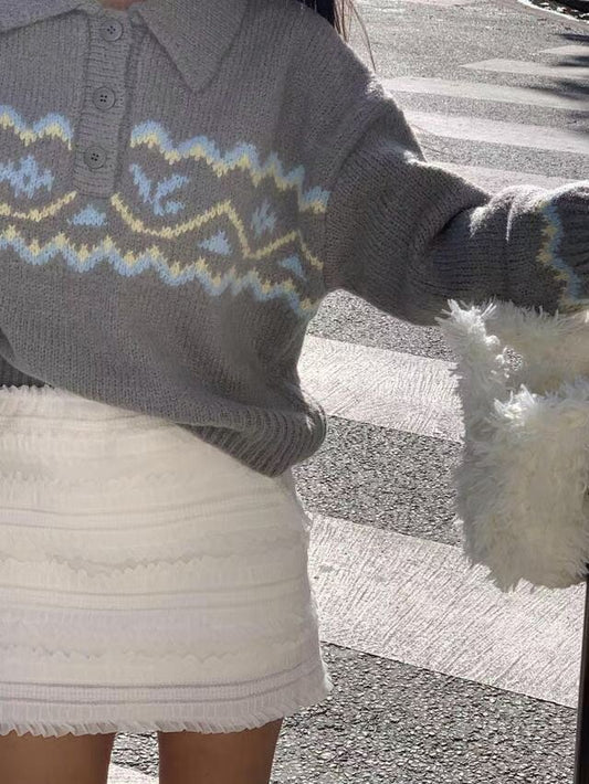 冬日幾何圖案針織毛衣