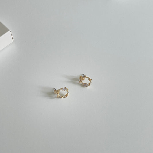 Butterfly Flower Round Earrings