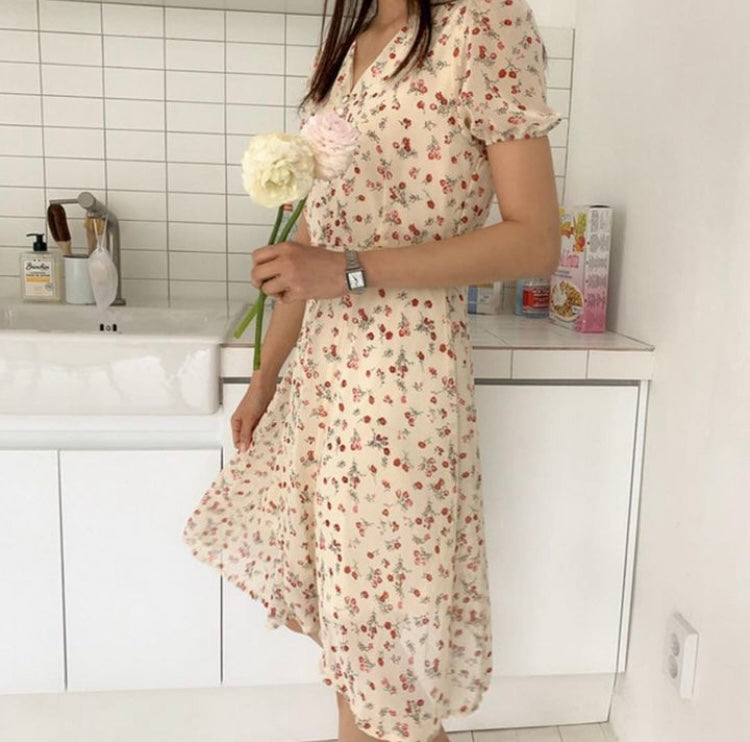 清新碎花連身裙