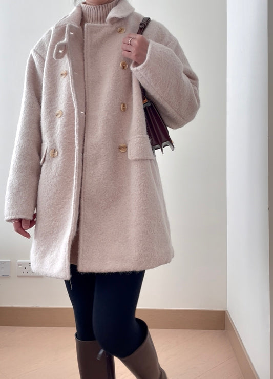 經典粗花呢雙排扣大衣