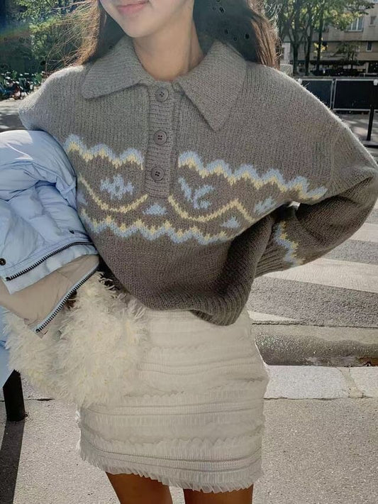 冬日幾何圖案針織毛衣