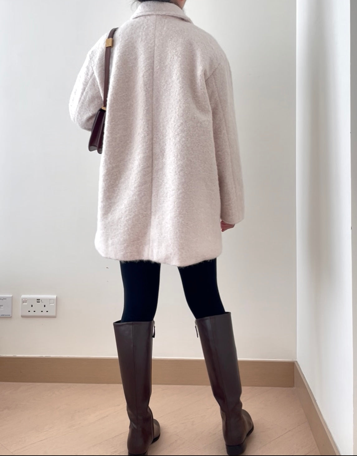 少女感粗花呢雙排鈕大褸