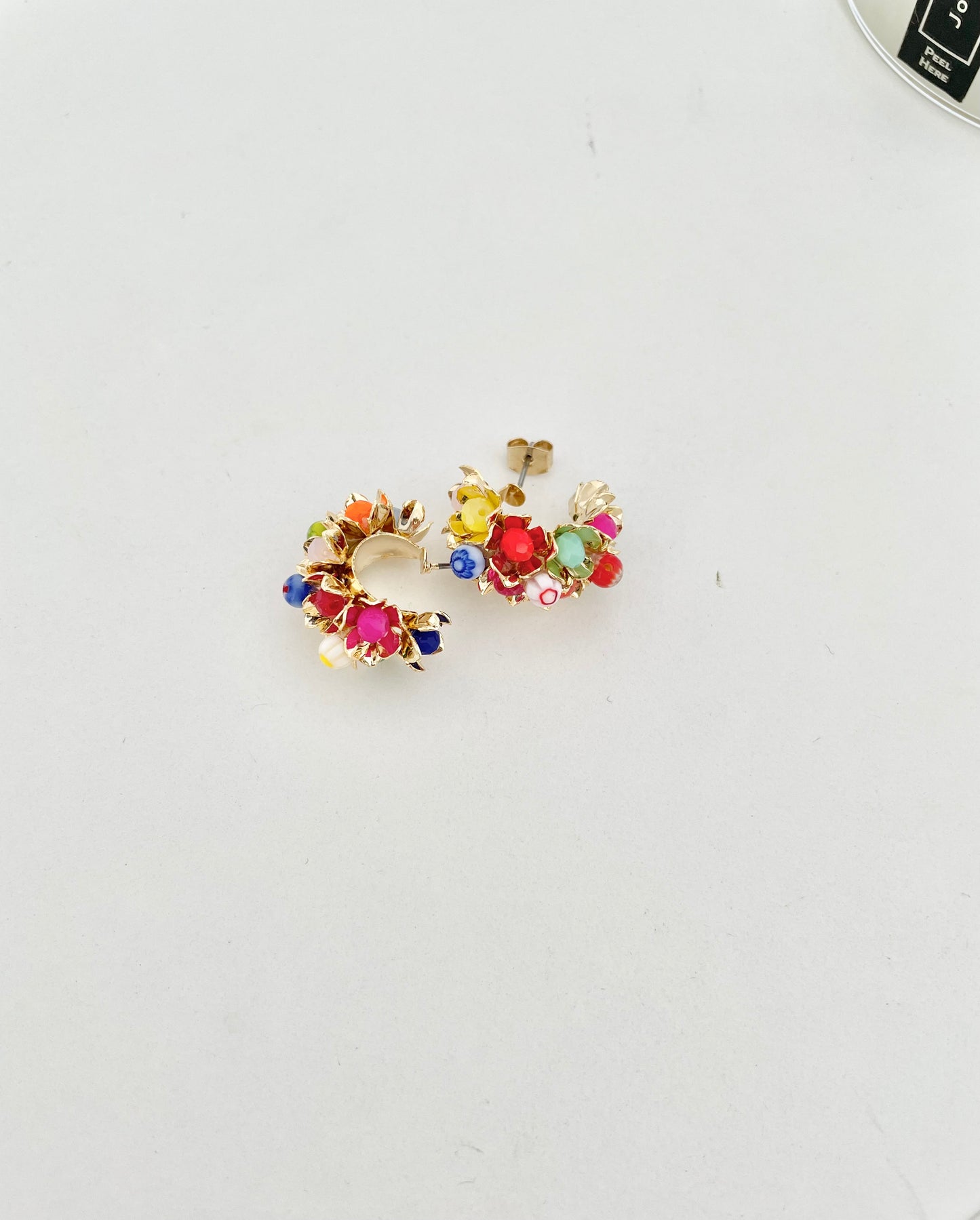 彩色珠珠花耳環