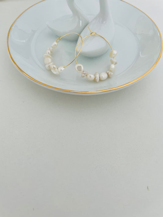 珍珠圓形耳環
